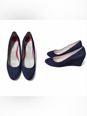 ⭐️HP⭐️ Boden- women’s navy suede shoes with wedge heel. Size 38/7
